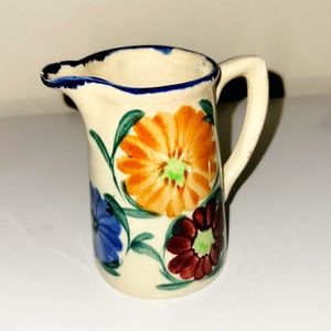 Vintage Floral Creamer Rustic Made in Japan Marked Ceramic Pouring Pitcher
